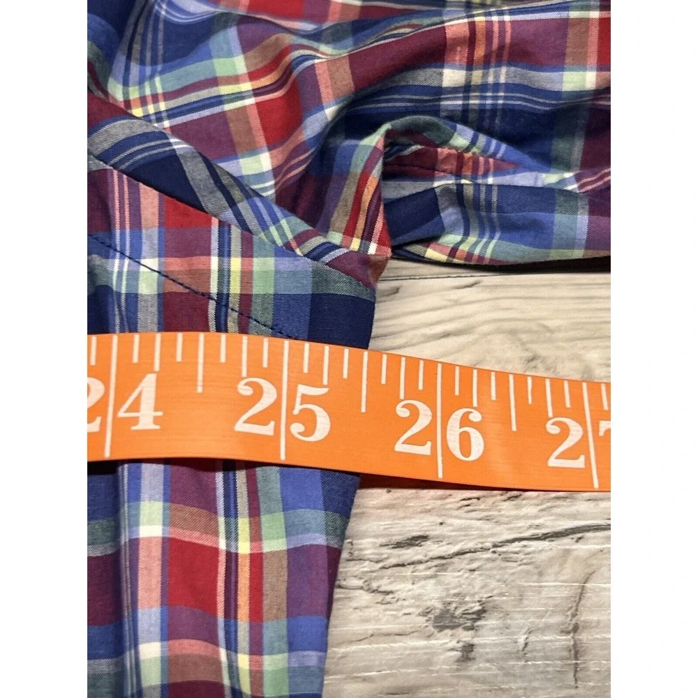 Polo Ralph Lauren Button Down Shirt Sz L Classic Red Blue Plaid Americana Preppy